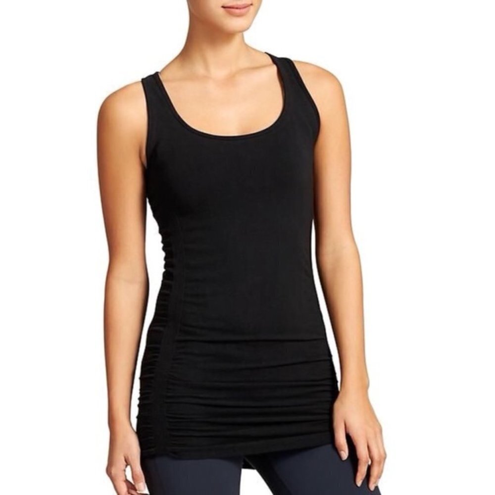✅ Athleta Black Pure Ruched‎ Tank Top XS 438725